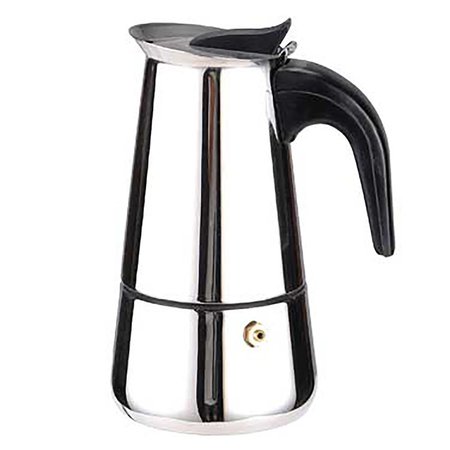 HOME BASICS 2 Cup Demitasse Shot Stainless Steel Stovetop Espresso Maker, Silver EM00248